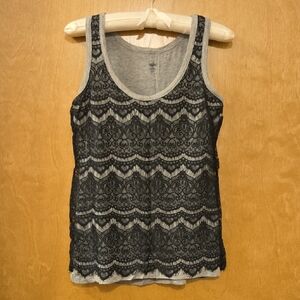Mossimo Supply Co. Gray Tank with Black Lace Overlay
